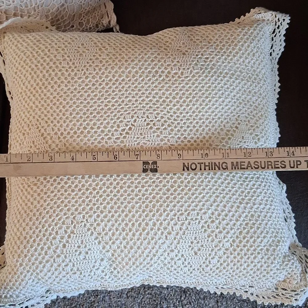 Cream Color Crocheted Lace Pillow & 1 Lace‎ Pillow Cover